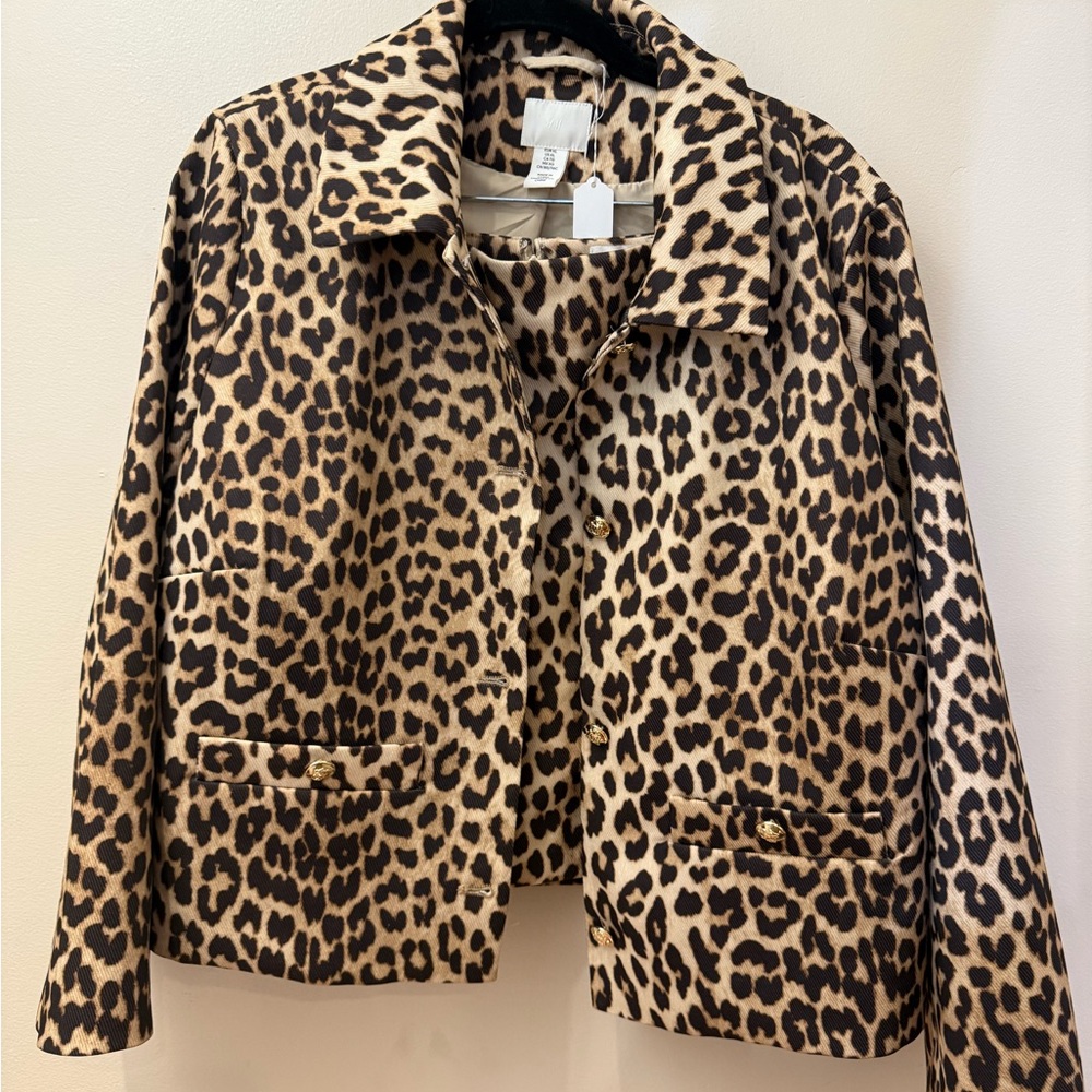 H&M Leopard Print Blazer & Skirt